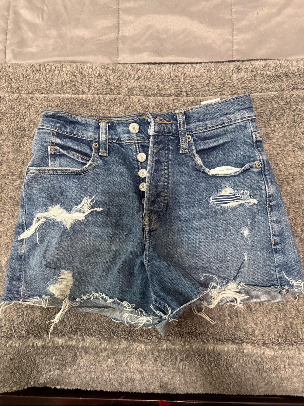 Old Navy Distressed Button-Fly Denim Shorts - Blue